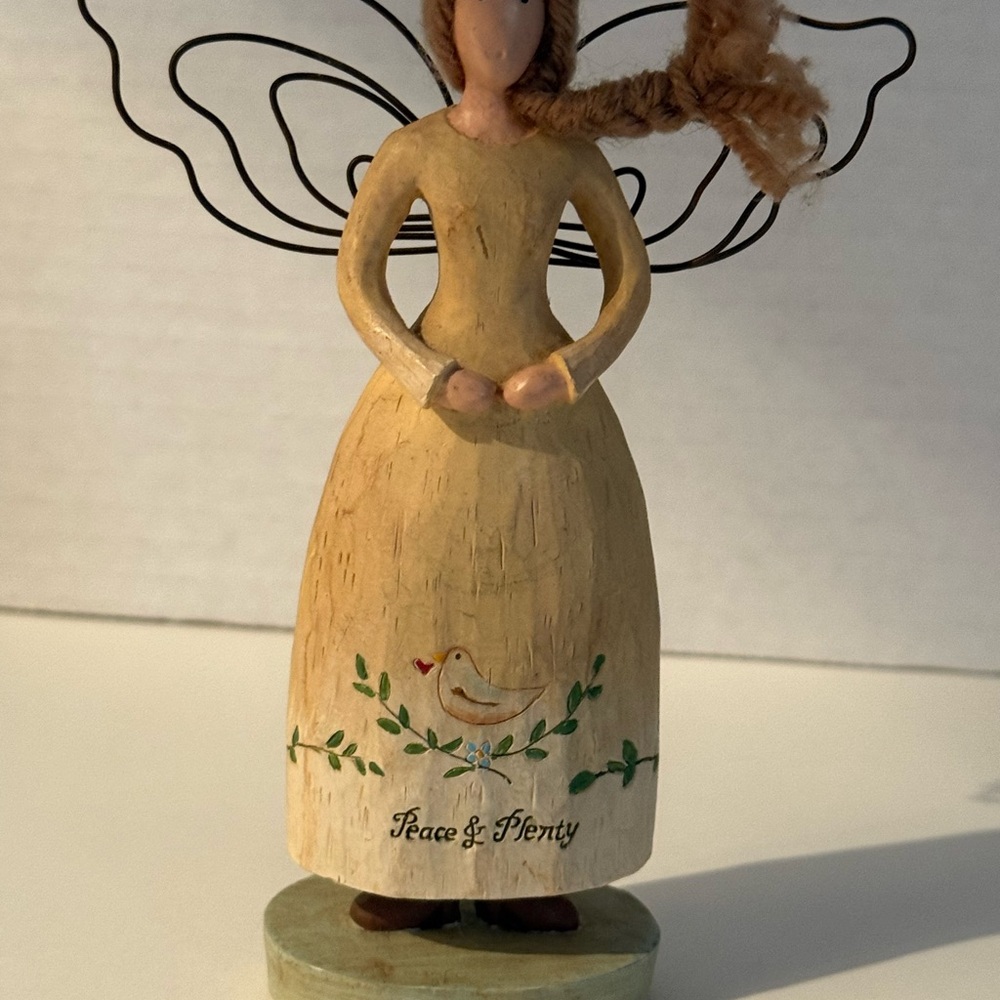 Country Gatherings Handcrafted Angel Figurine with Peace & Plenty Design